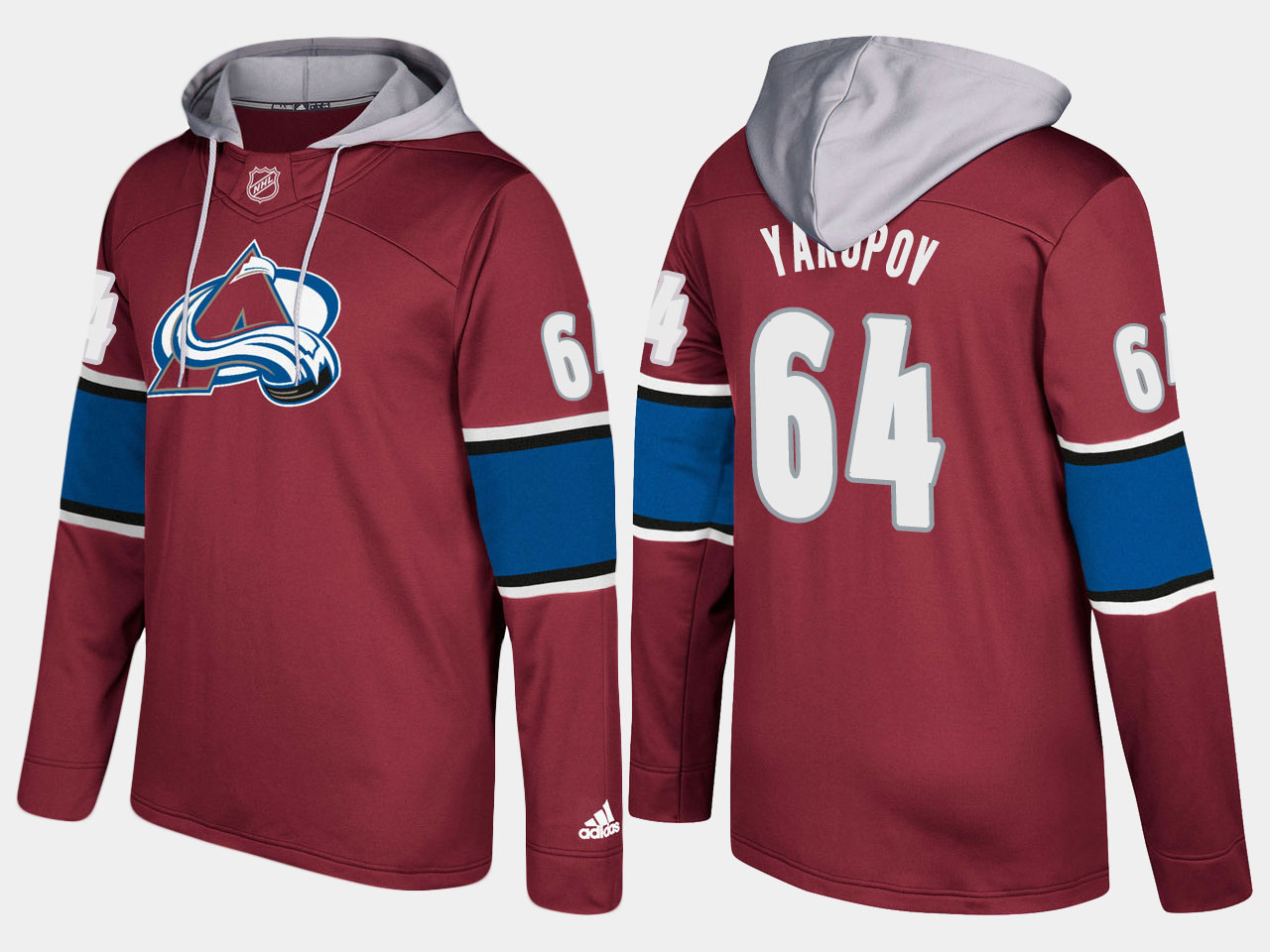 Men NHL Colorado avalanche 64 nail yakupov burgundy hoodie